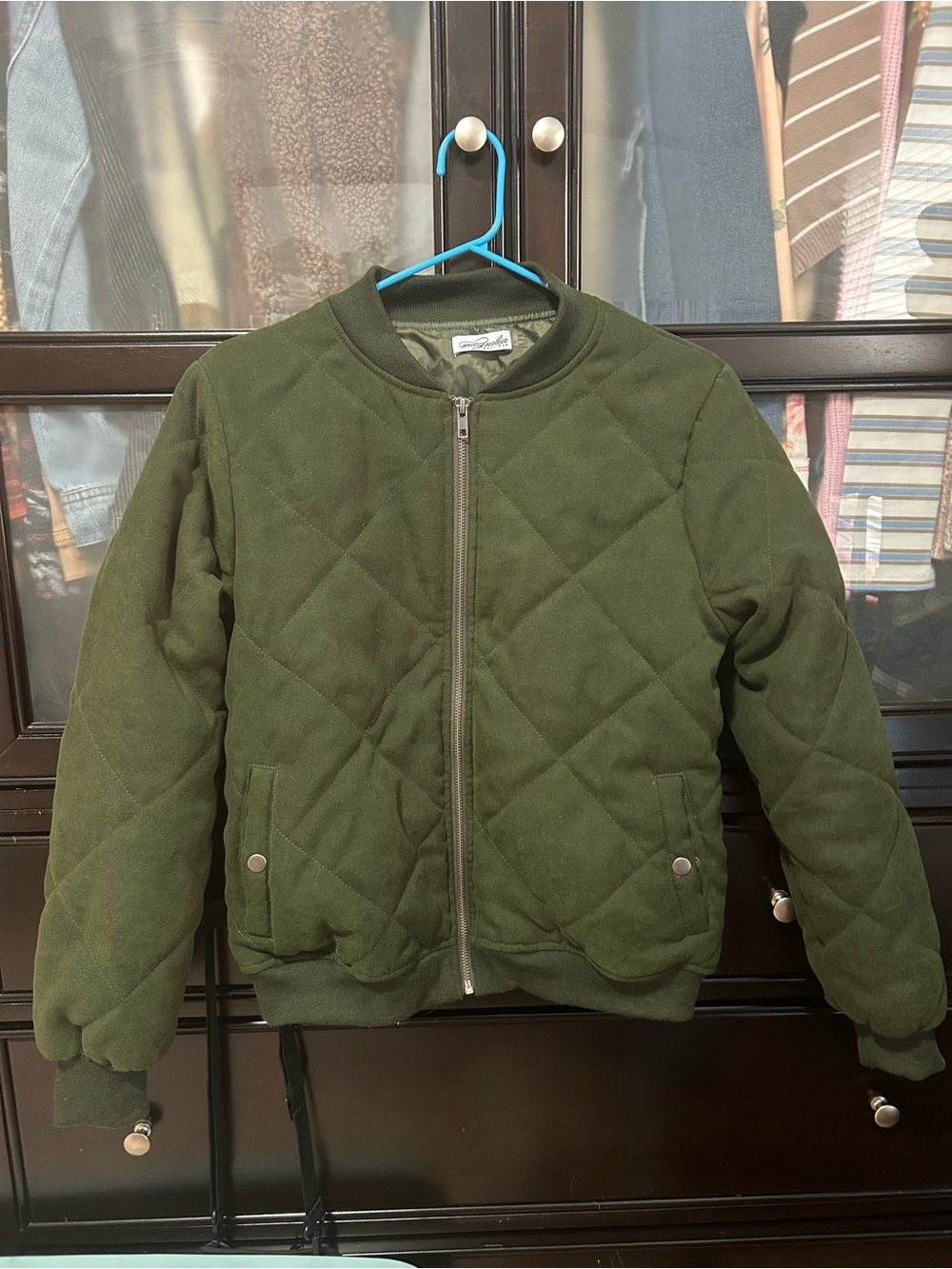 Quilted Olive Green Bomber Jacket